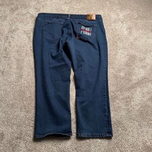 FUBU INDIGO BLUE EMBROIDERED POCKET DENIM
